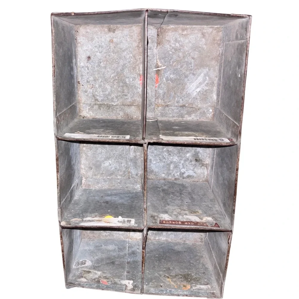 VTG Galvanize Steel Hardware Bin Industrial Rustic Organizer Cubby Shelf Storage